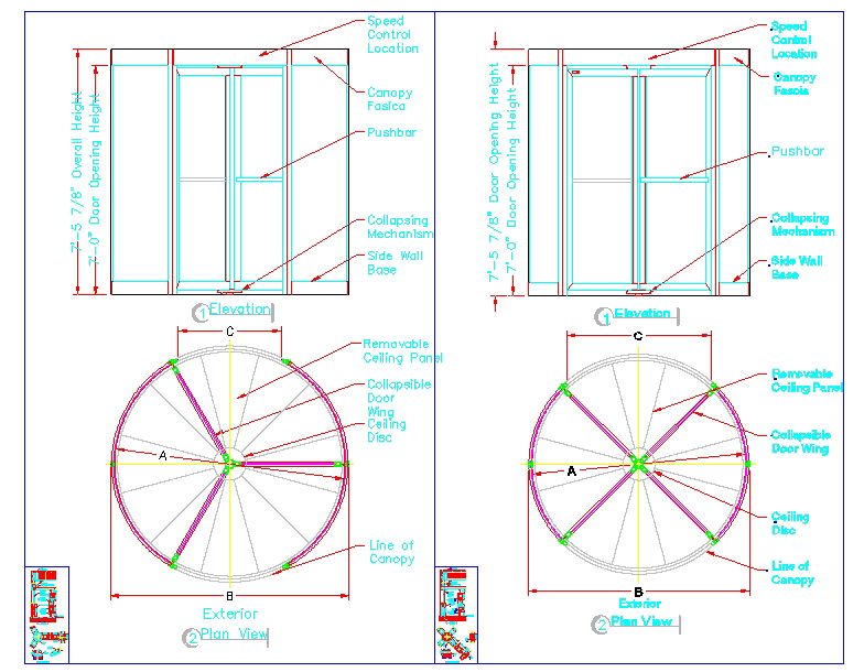 Residential Collapsible Door AutoCAD Detail with Plan and Elevation