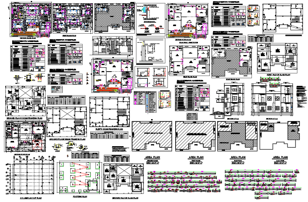 60x40 Residential Housing Project Floor Plan DWG File