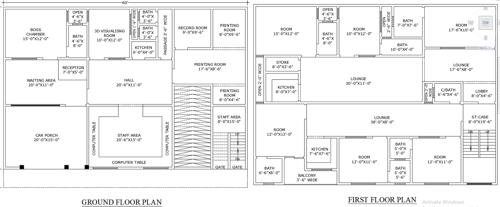DWG File of 60x40 Mixed-Use Office and Residential Layout
