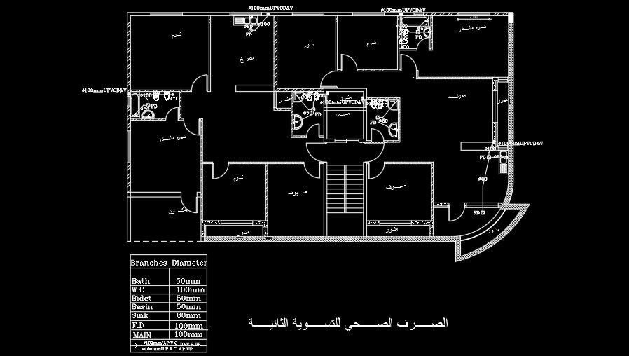 60x40 feet house plan of the branches diameter AutoCAD drawing