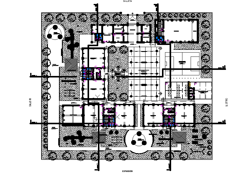 60x52m college plan is given in this Autocad drawing file. Download now.
