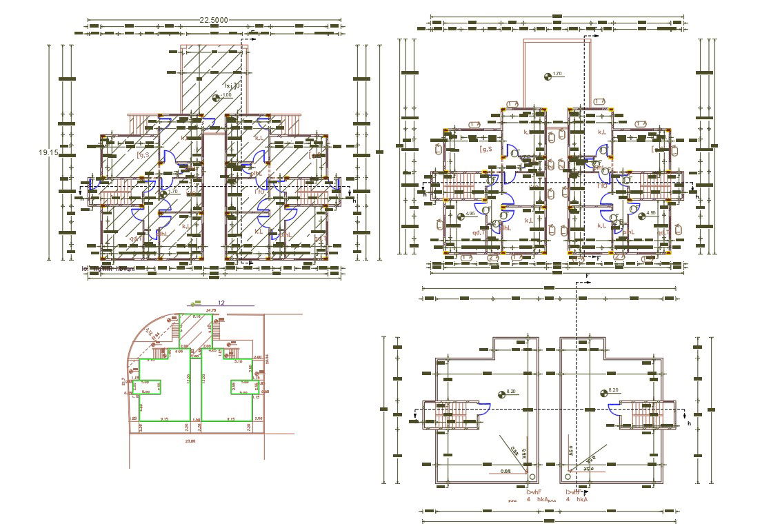 62' X 72' Joint House Plan Design DWG File