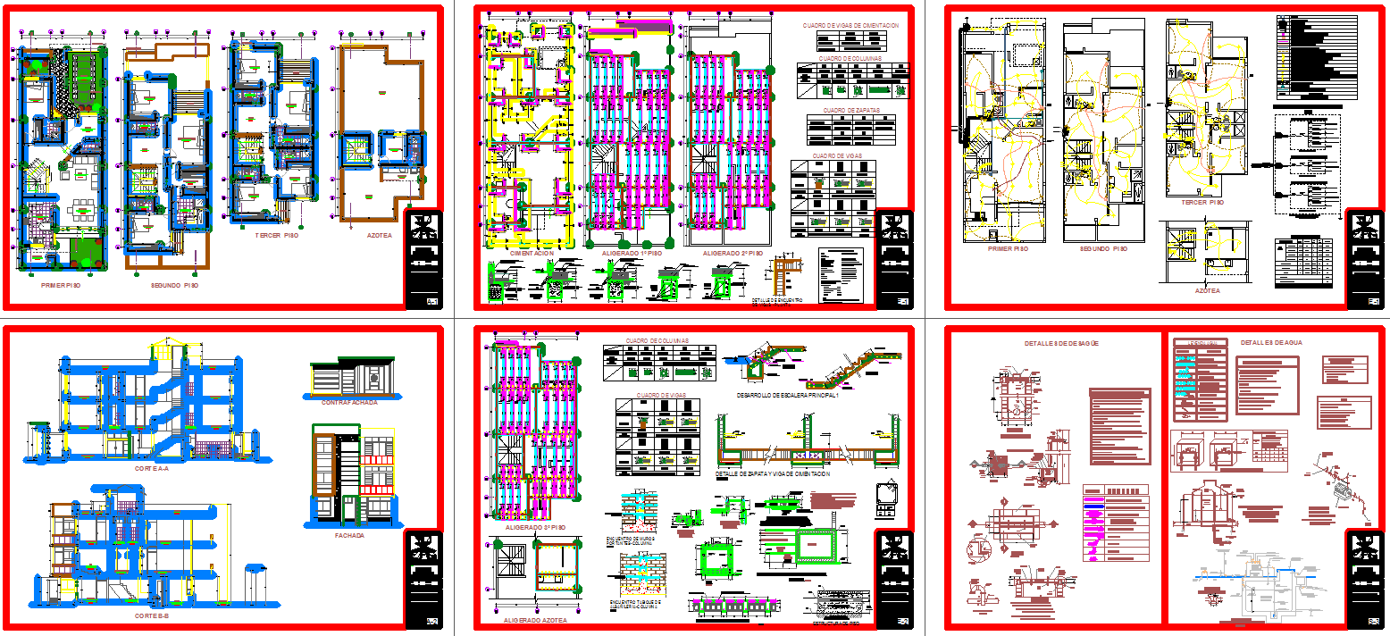 Multifamily House CAD Plans with 46m Residential Block and Layouts