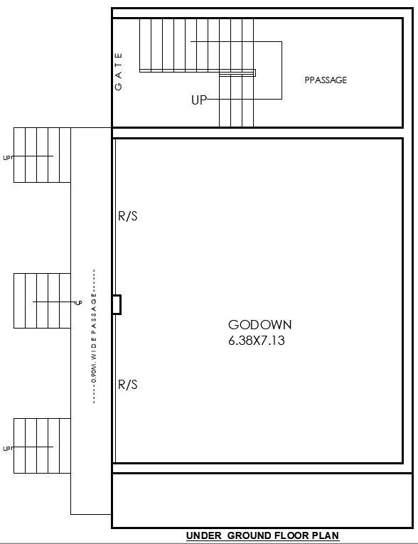 AutoCAD DWG Plan of 6.38ftx7.13ft Godown Ground Floor