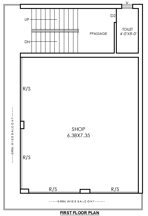 AutoCAD DWG File 6.38ftx7.35ft First Floor Shop Plan