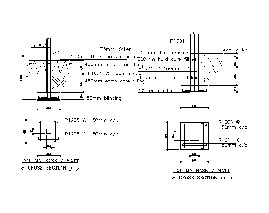 63x16m bank office cum commercial shop column base detail is given in this Autocad drawing file. Download now.