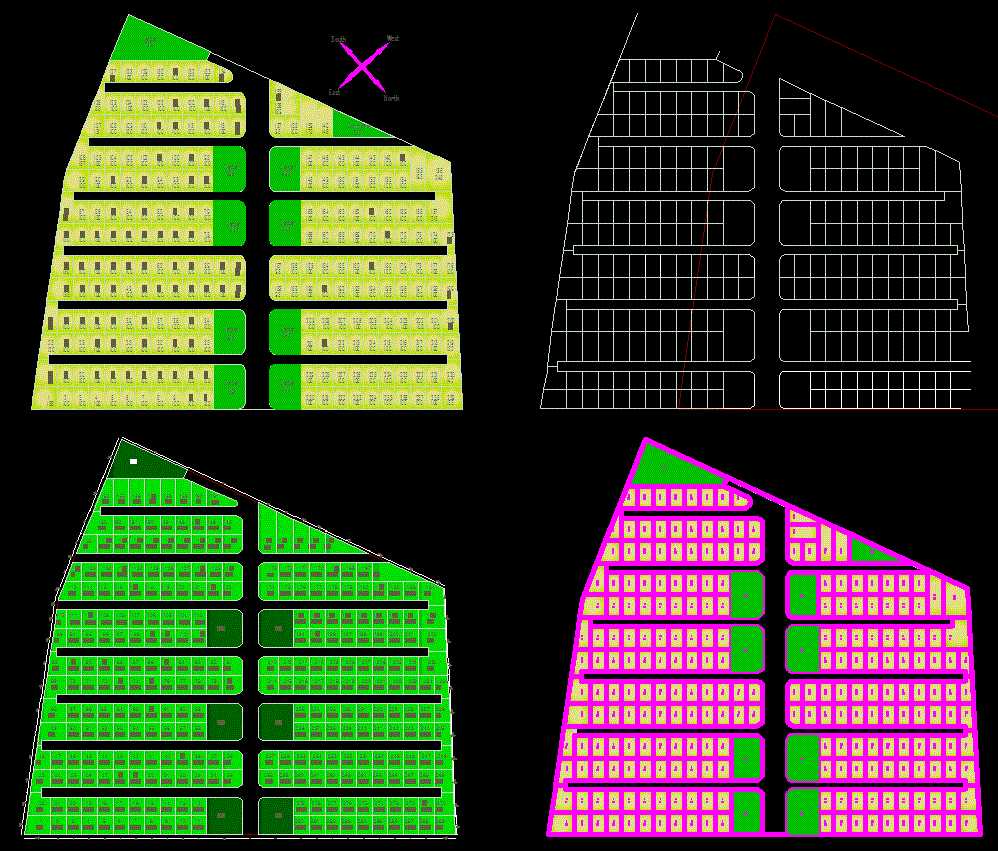 Town Planning CAD Drawing Layout with Zoning and Road Details