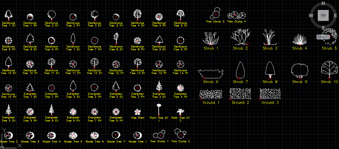 Trees 2D CAD Blocks Drawing File for Landscape and Architecture Design