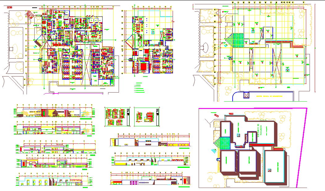 36 Bed Hospital DWG with Full Floor Plans and Structural Layouts