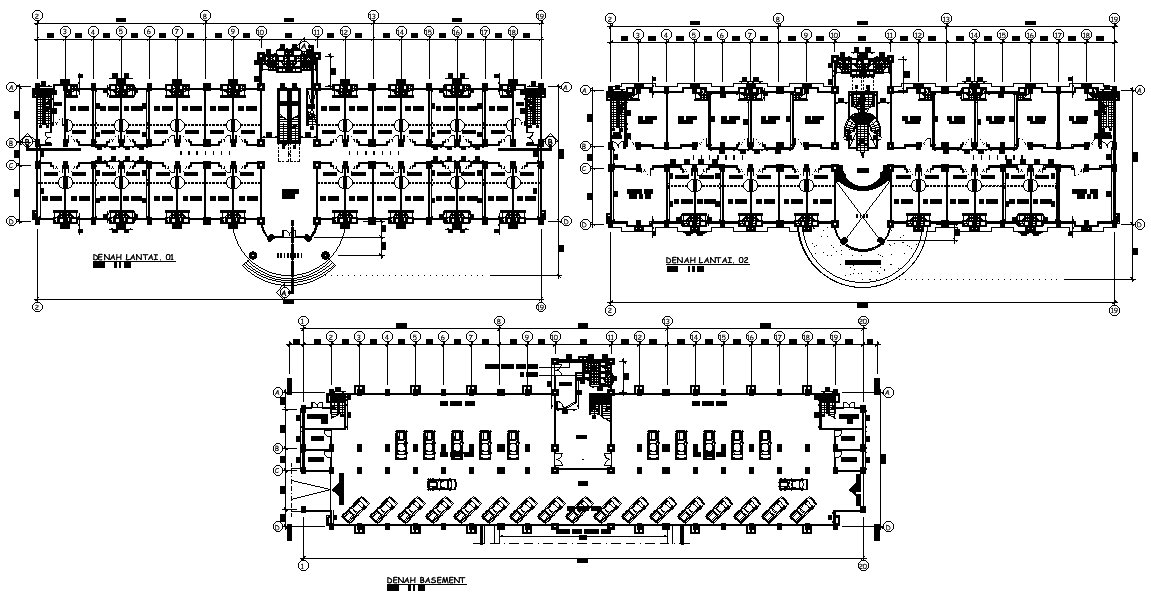 64x18m office plan is given in this Autocad drawing file. Download now