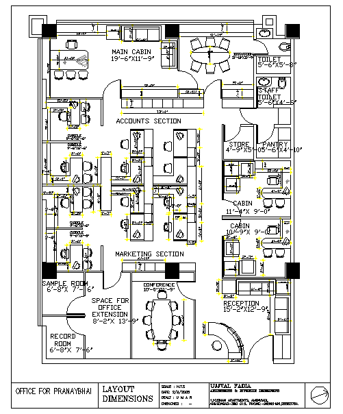 Office Layout DWG File with Furniture and Workstation Plan