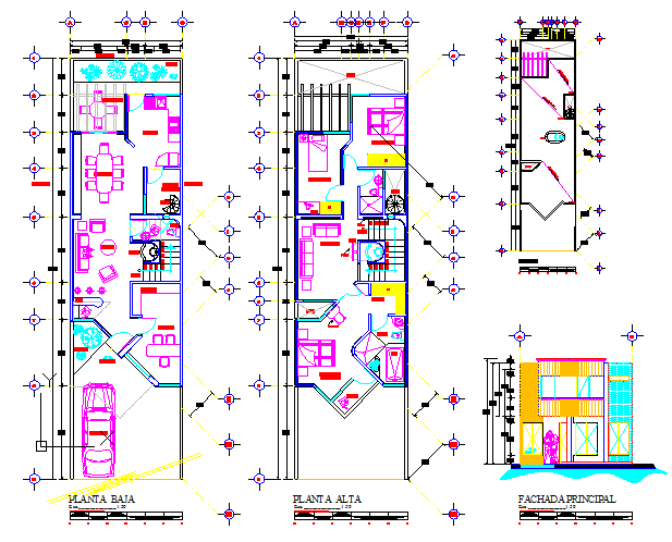 Architectural layout of single family residential house design drawing