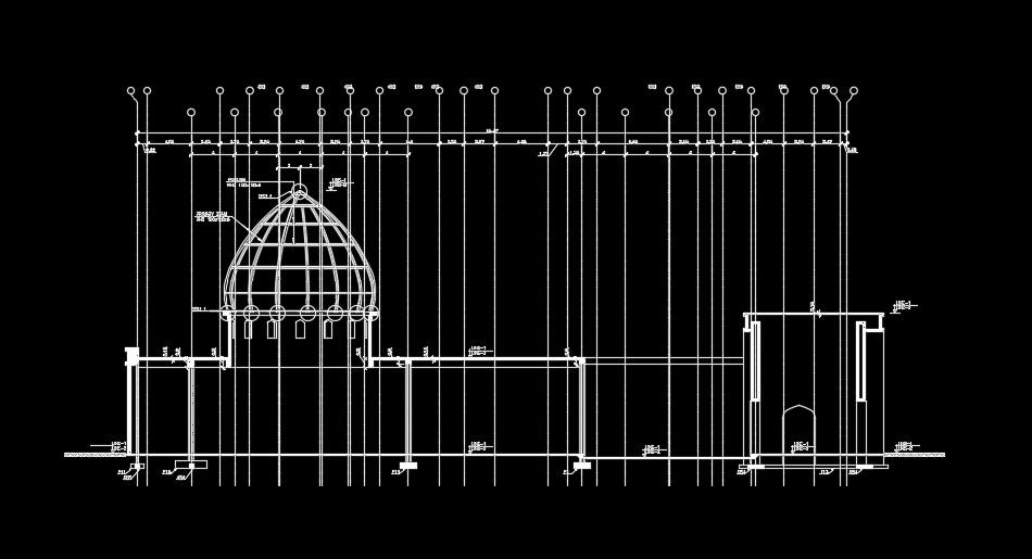 65x44m mosque front section view