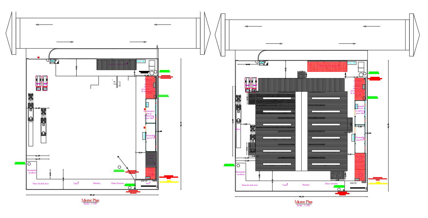 65x65m concrete mixer plant master plan