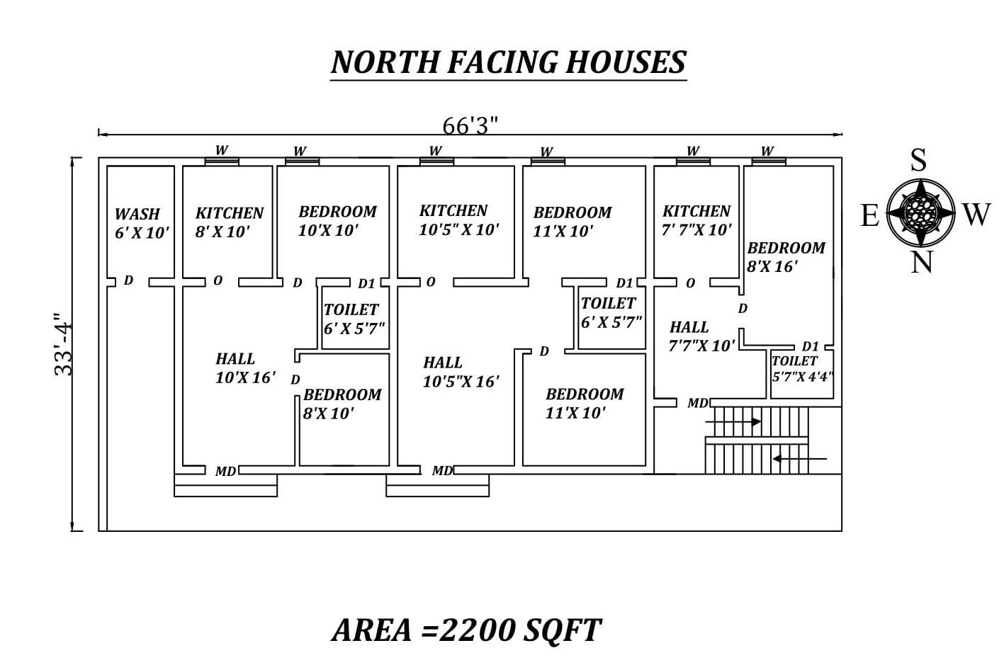 66'3" X33'4" Amazing North facing 2bhk Row house plan as per Vastu Shastra,Autocad DWG and Pdf file details.