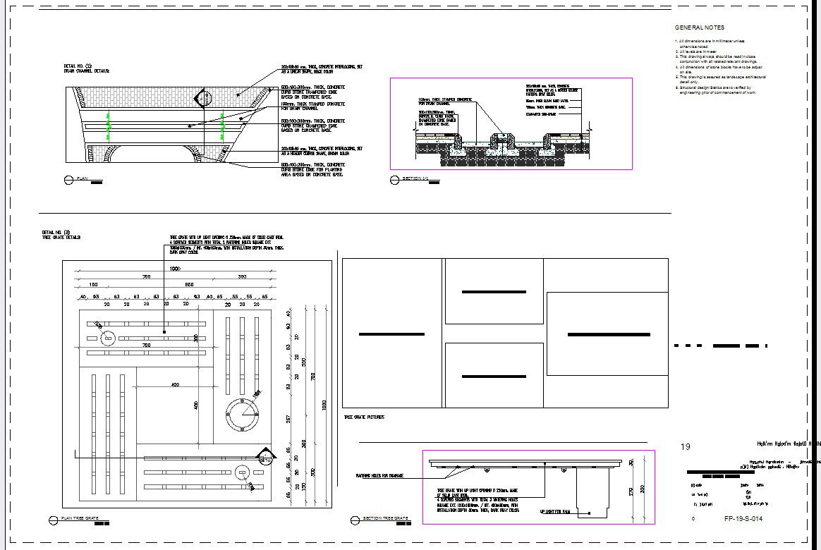 Drain Channel & Tree Grate Details