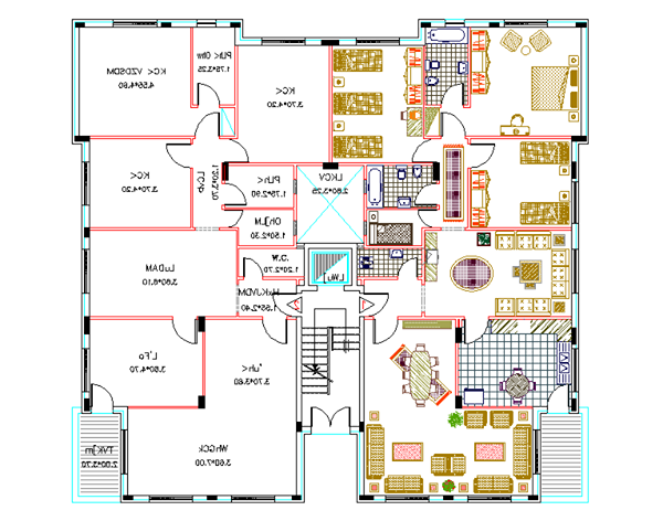Modern Apartment Layout AutoCAD Plan with Furniture and Room Details