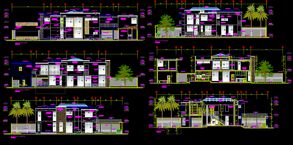 Large Family House AutoCAD File with Detailed 2D Architectural Drawing