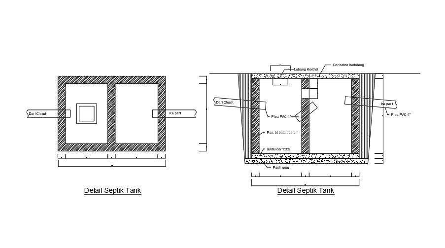 6800x5300mm septic plan AutoCAD drawing