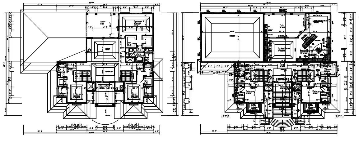 68'X90' Architecture House Ground Floor And First Floor Plan Drawing DWG File
