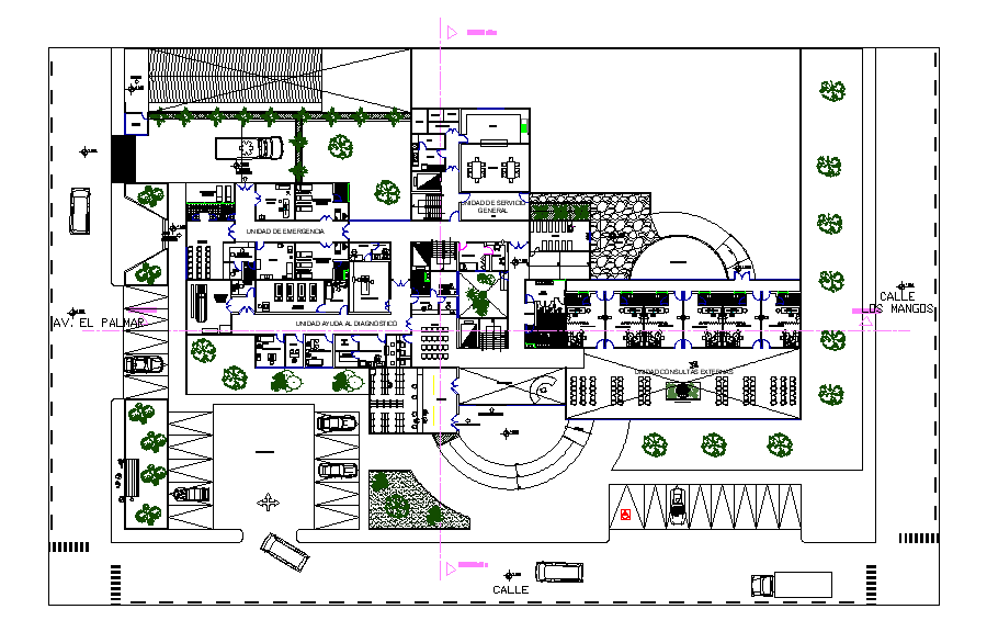 68x36 Meter Ground Floor Hospital Layout AutoCAD File