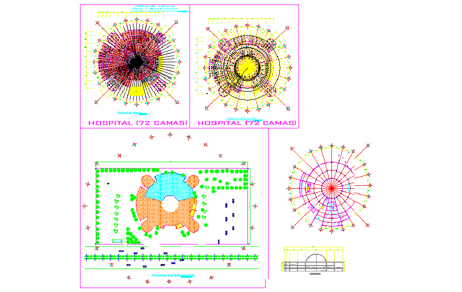 Modern Circular Hospital Building Plan Design in AutoCAD DWG
