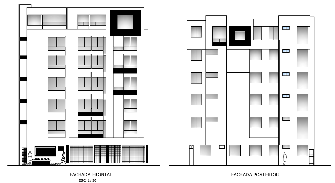 6 Story Apartment Building Elevation Design Download DWG File