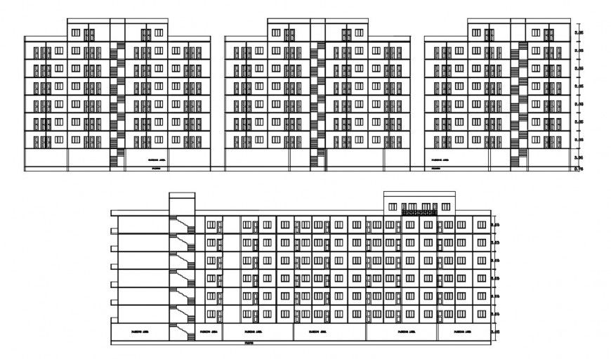 6 stories apartment building cad file