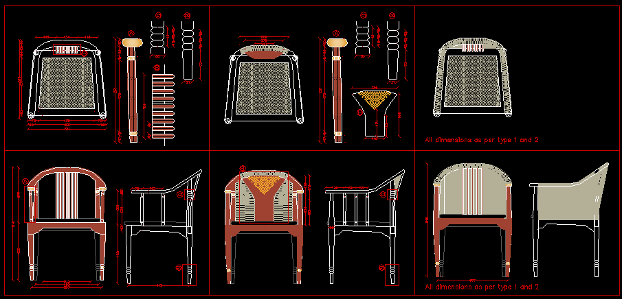 Chair Design AutoCAD Drawing with Multiple Styles and Interior Layout