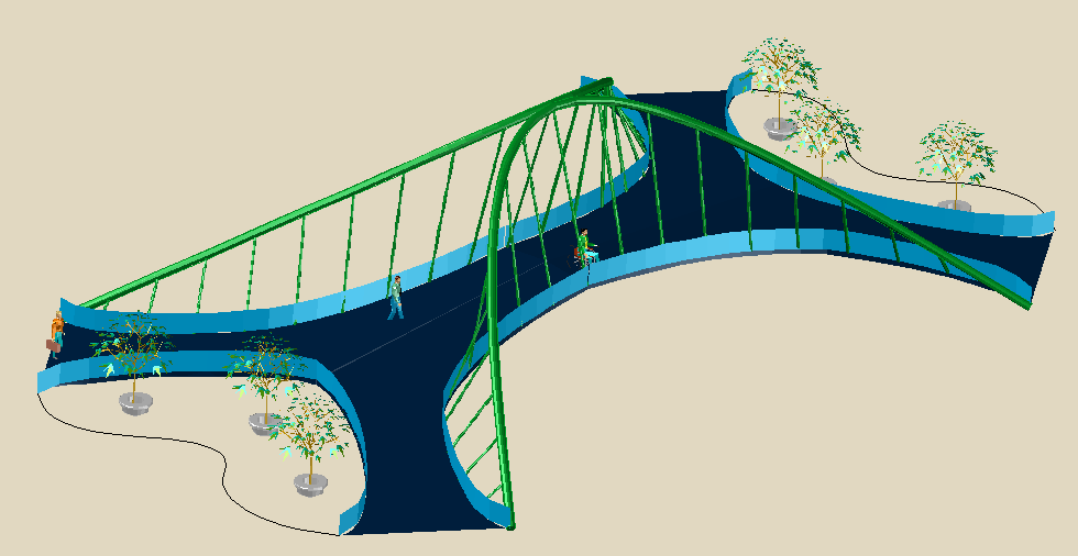 3D Bridge Design DWG File with Structural and Architectural Detailing