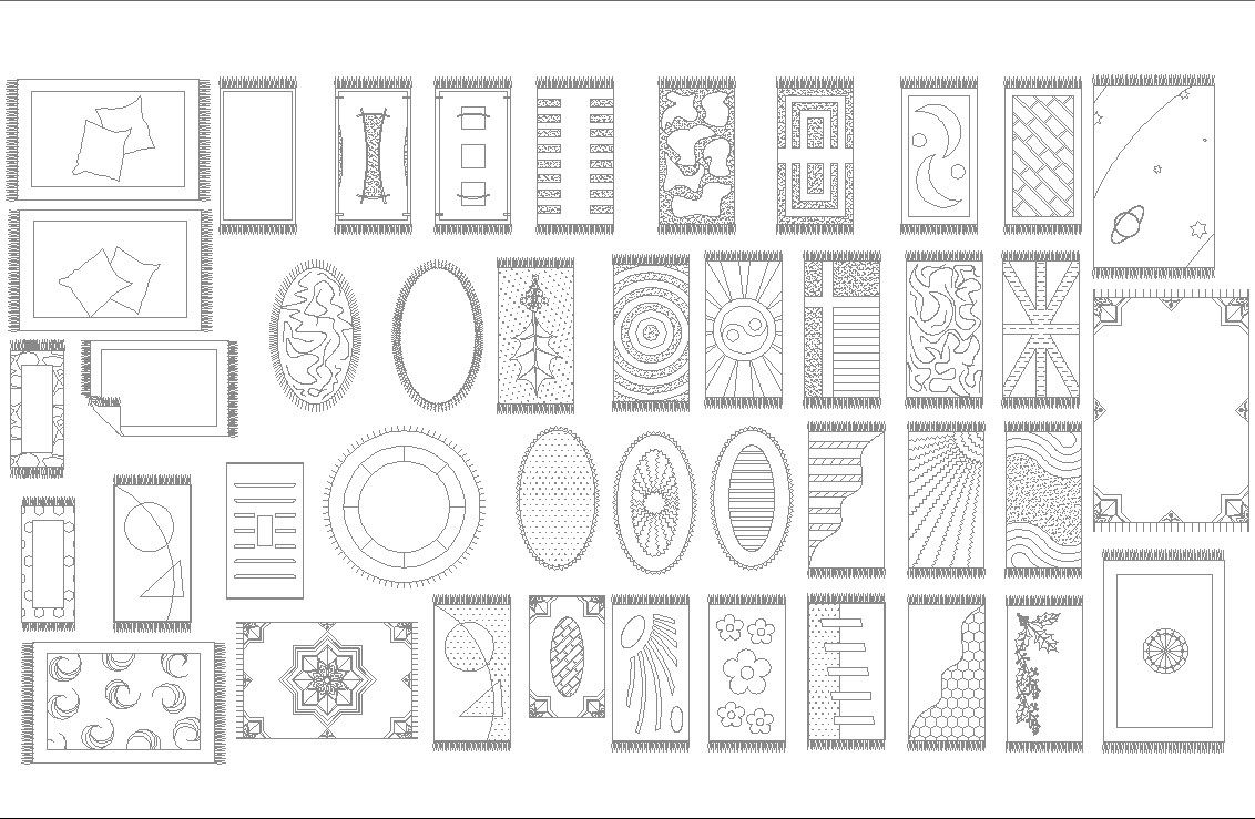 Rugs CAD Blocks AutoCAD Drawing File for Interior Layout Planning