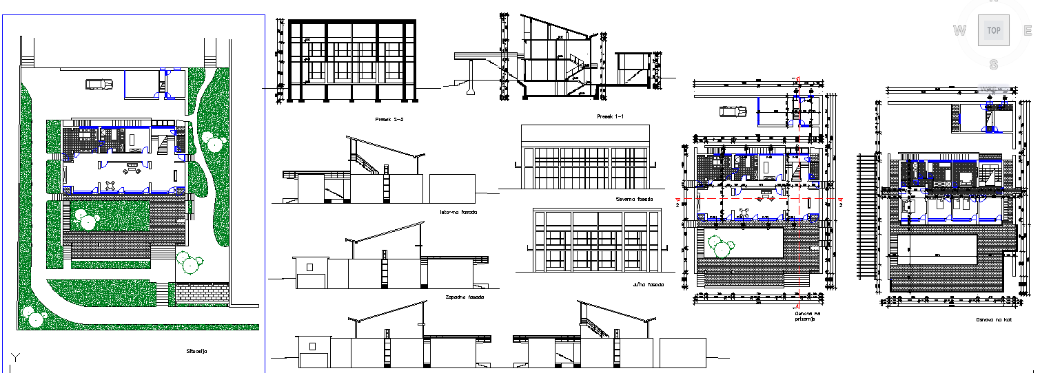 Apartment House Design with Floor Layouts Sections and Elevations