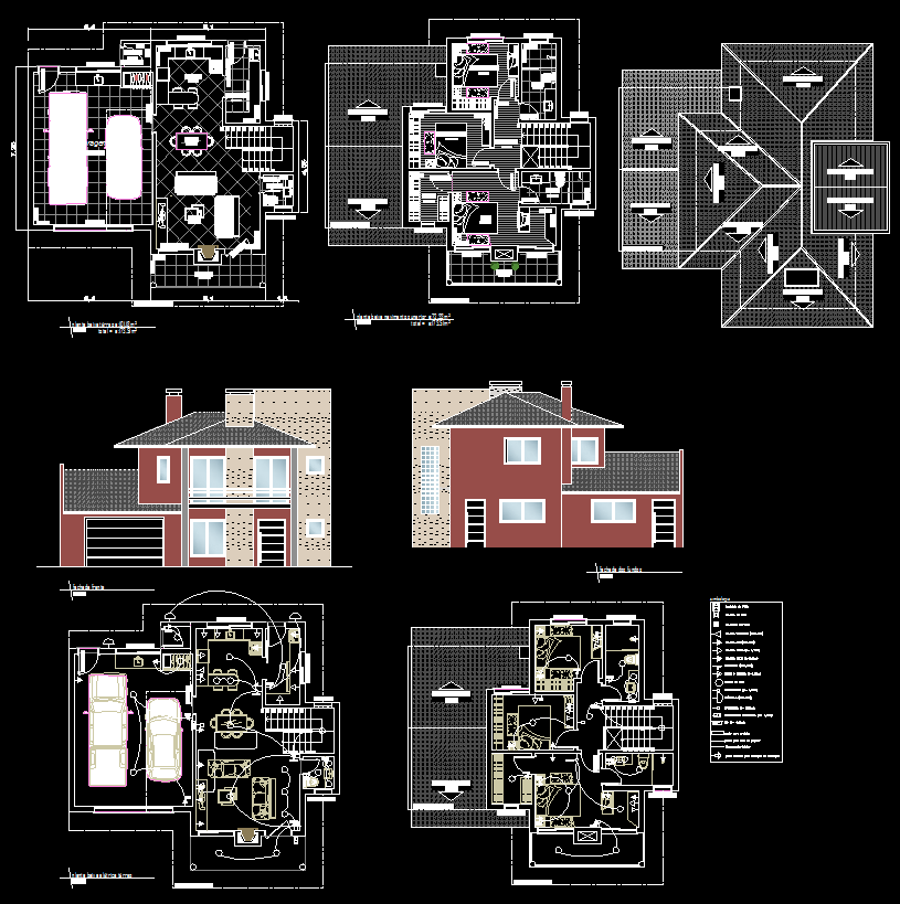 Single Family House AutoCAD Drawing with Plans and Elevations