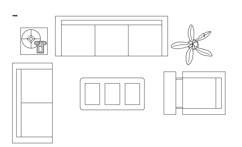 6-Seater Corner Sofa AutoCAD Plan with Teapot Detail