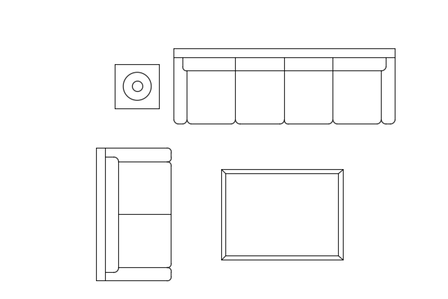 6-Seater Corner Sofa AutoCAD DWG Layout for Living Room