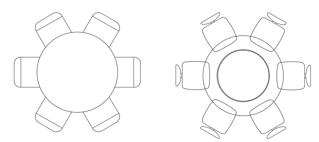 6-Seated Round Conference Table Layout Plan in CAD file