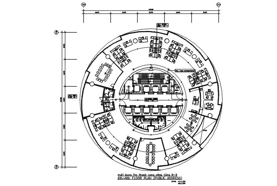 6th-9th floor plan of public address in detail AutoCAD drawing, dwg file, CAD file