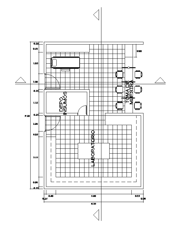 6x10m hospital laboratory room is given in this AutoCAD model.Download now.