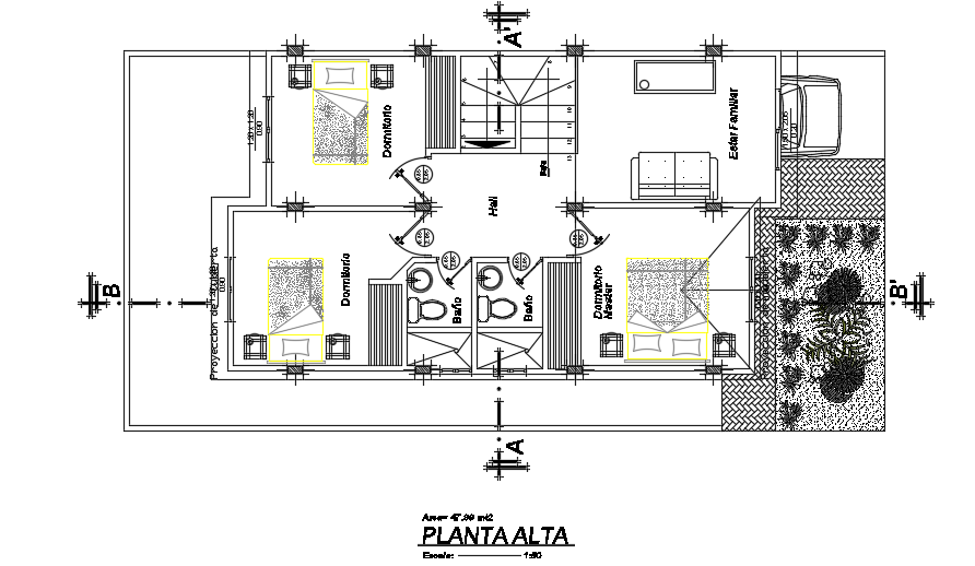 6x11m two story first floor residential plan AutoCAD model is given in this file