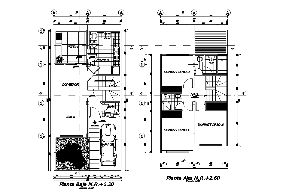 6x12m house plan is given in this Autocad drawing file. Download now.