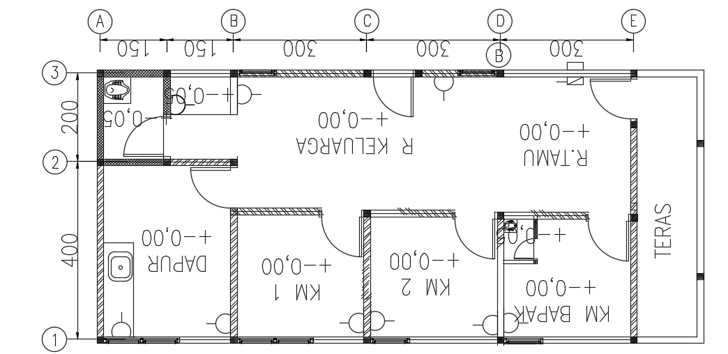6x12m small house plan AutoCAD drawing