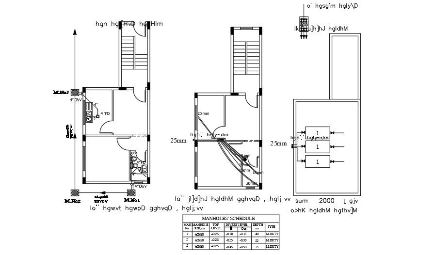 6x13 Meter 1 BHK Apartment Drainage Layout AutoCAD File