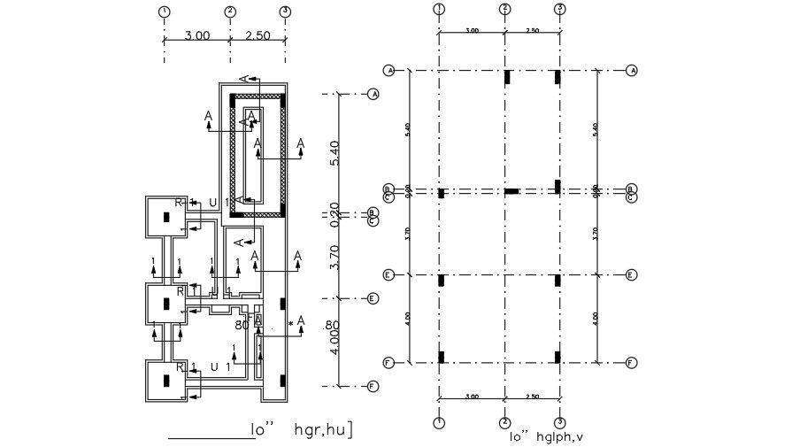 6x13 Meter 1 BHK Apartment Foundation Plan AutoCAD File