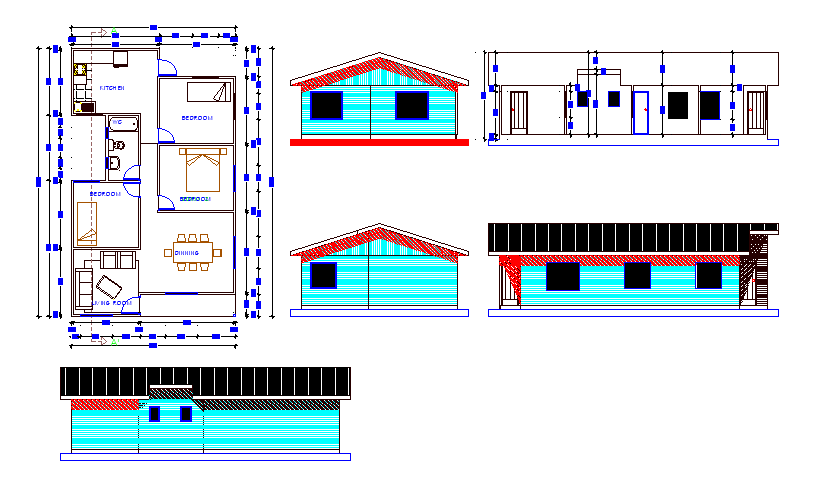 6x13 Meter 3 BHK House Plan AutoCAD File