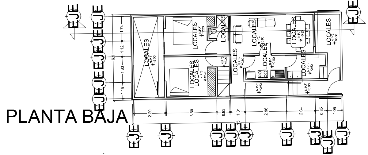 6x15m architecture house plan AutoCAD drawing