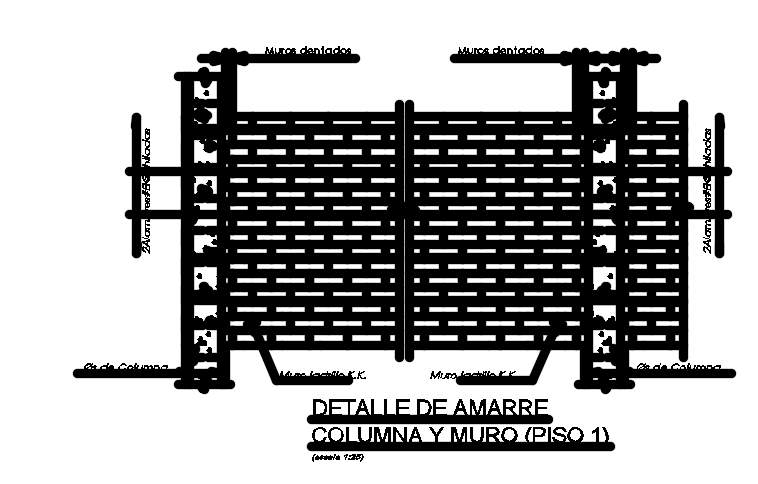 6x15m house building first floor column and wall detail drawing