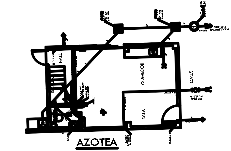 6x15m house plan roof plumbing layout AutoCAD 2d plan