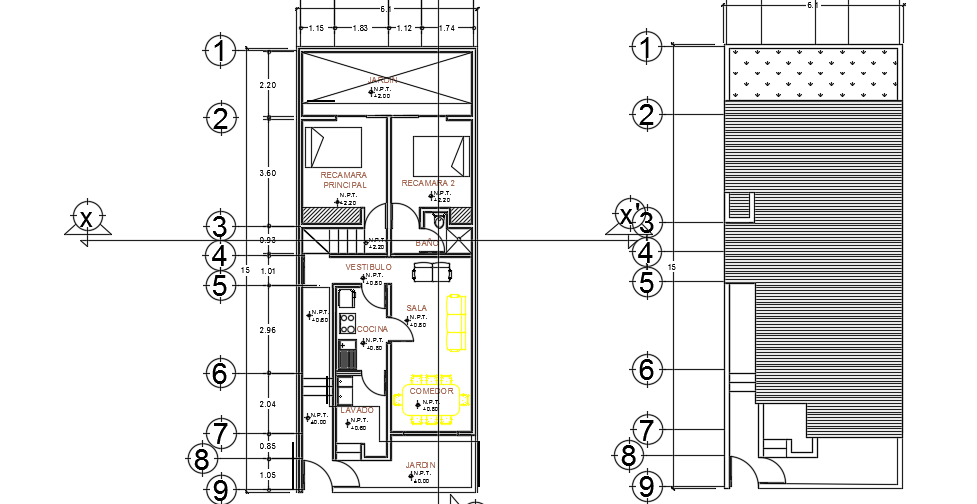 6x15m one story house plan with 2bhk cad drawing is given in this file