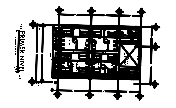 6x15m residential house plan first floor column layout CAD drawing