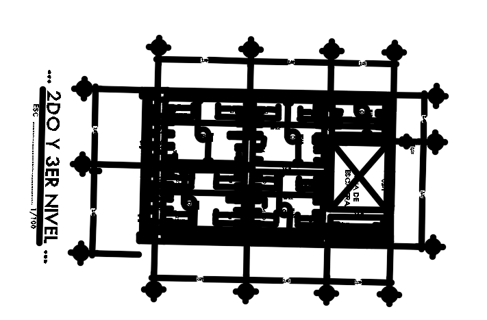 6x15m second floor column layout AutoCAD 2d plan